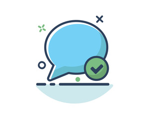 chat bubble check line filled icon, designed for web and app