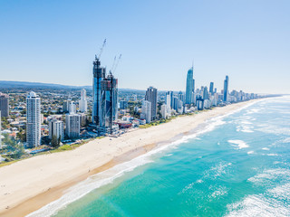 An aerial view of Broadbeach on the Gold Coast with blue water