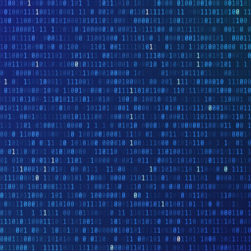 Binary code. Programming encoded information. Technology background. Stream of zeros and ones. matrix of numbers on blue background. Vector illustration
