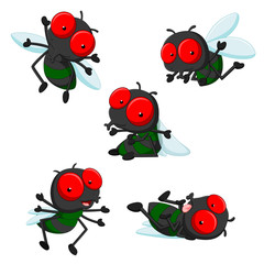 collection of cute little cartoon flies