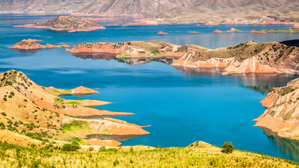 Fototapeta premium Nice view of Nurek Reservoir in Tajikistan