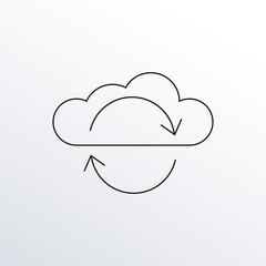 Cloud with arrows line icon. Data Sync, Information technology outline symbol. Vector illustration.