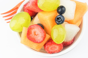 Colorful fruit salad closeup