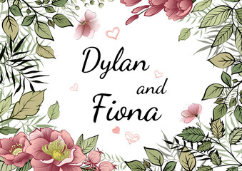 Wedding invitations, menu, invitations, thank you card invitations vector floral design greens. Watercolor pattern