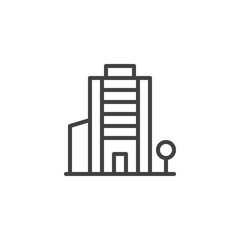 Office building outline icon. linear style sign for mobile concept and web design. Company office simple line vector icon. Symbol, logo illustration. Pixel perfect vector graphics