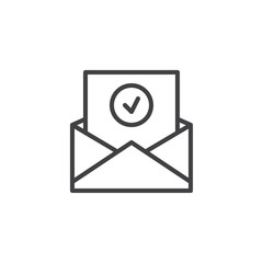Approval mail outline icon. linear style sign for mobile concept and web design. Envelope letter Verified simple line vector icon. Symbol, logo illustration. Pixel perfect vector graphics