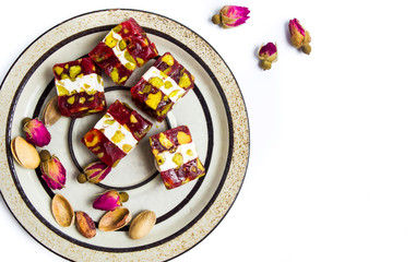 turkish delights with pistachios and rose