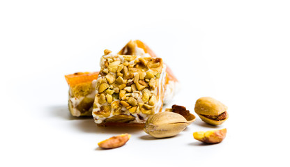Turkish delights with pistachio isolated