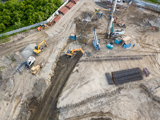 The top view of the construction site at the initial stage