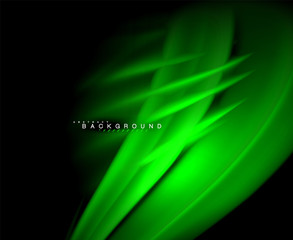 Neon glowing wave, magic energy and light motion background. Vector wallpaper template