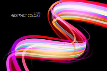 Abstract curved colors shape scene vector wallpaper on a black backgrounds