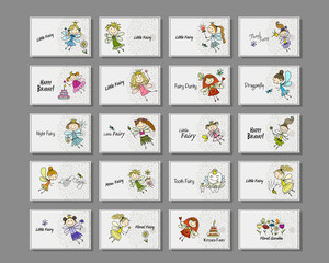 Cute little fairies collection, cards for your design