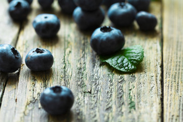 Blueberry on white wooden table