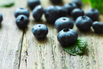 Blueberry on white wooden table