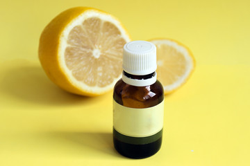 Lemon organic essential oil. Spa procedures.
