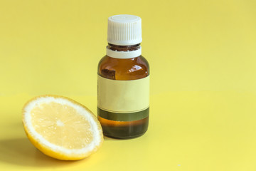 Lemon organic essential oil. Spa procedures.