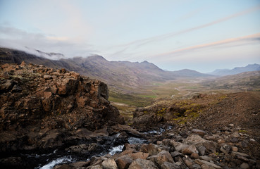 River valley in Iceland. Mountain view. The North Of Iceland