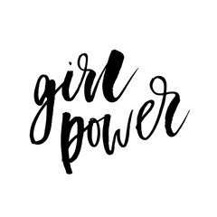 Fototapeta premium Girl POwer Phrase Lettering Calligraphy Vector