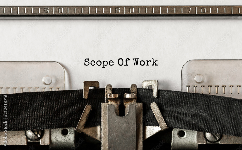 Fototapete text scope of work typed on retro typewriter