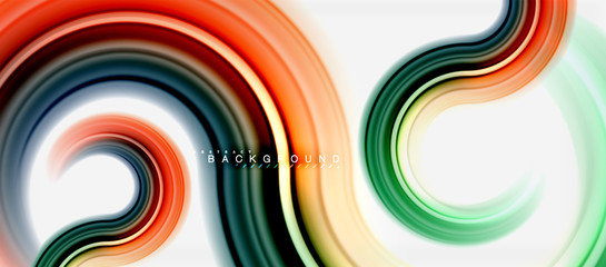 Rainbow fluid color line abstract background - swirl and circles, twisted liquid colours design, colorful marble or plastic wavy texture backdrop, multicolored template for business or technology