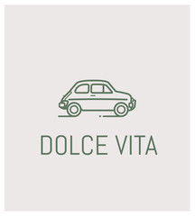fiat 500 et dolce vita, logo, vintage, automobile - obrazy, fototapety, plakaty