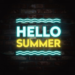Tropical summer, neon sign background