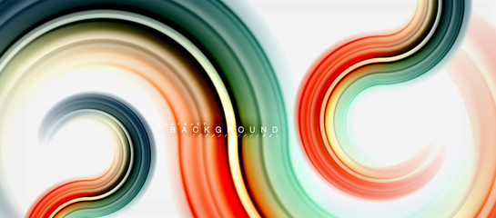 Rainbow fluid color line abstract background - swirl and circles, twisted liquid colours design, colorful marble or plastic wavy texture backdrop, multicolored template for business or technology