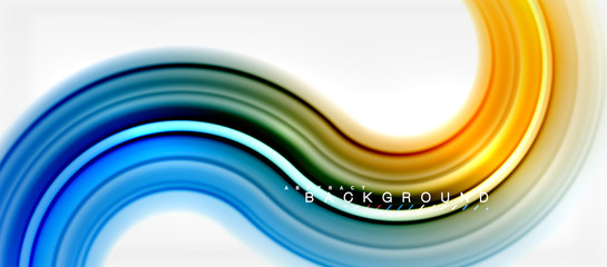 Rainbow fluid color line abstract background - swirl and circles, twisted liquid colours design, colorful marble or plastic wavy texture backdrop, multicolored template for business or technology