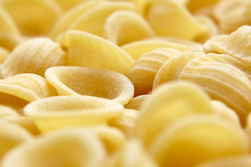 Dry Uncooked Orecchiette Italian Pasta . Food Background