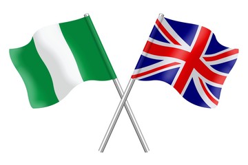 Flags. Nigeria and United Kingdom