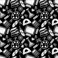 Back to school hand drawn seamless pattern