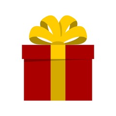 Red Gift box with ribbons isolated on white