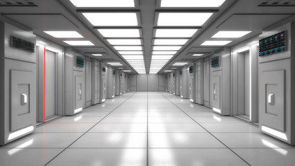 3d Render. Futuristic interior design for movie or background