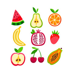 cute fruits set