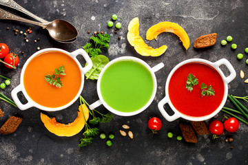 Assortment of  vegetable soups