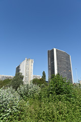 Obraz premium appartement building chantier construction habitat habitation immobilier logement parc renovation urbain ville vert