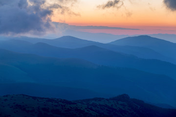 Summer sunrise in Parang Mountains, Romania