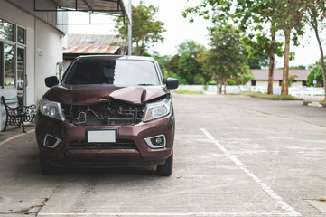 car in repair station and body shop with soft-focus and over light in the background