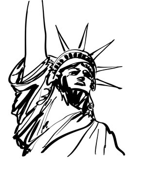 handmade digital sketches of statue of liberty