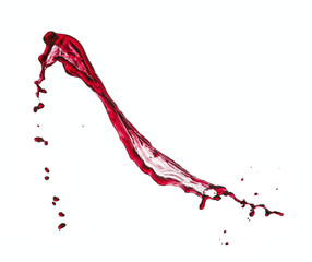 single red wine splash isolated on white background