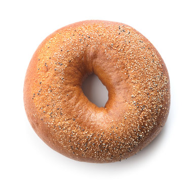 Single Fresh Baked Bagel Isolated On White Background