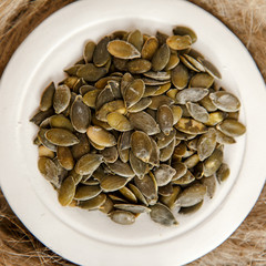 Pumpkin seeds on a plate