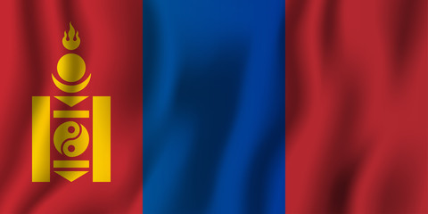Mongolia realistic waving flag vector illustration. National country background symbol. Independence day