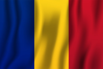 Romania realistic waving flag vector illustration. National country background symbol. Independence day
