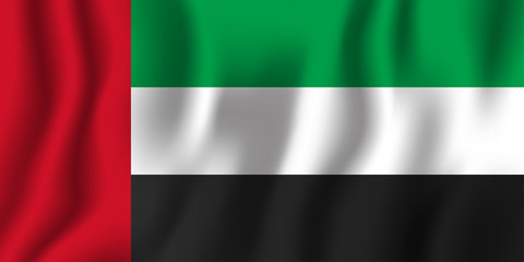 United Arab Emirates realistic waving flag vector illustration. National country background symbol. Independence day