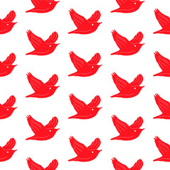 Red birds seamless pattern