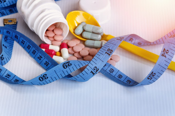 Diet concept; Slim by pills, dangerous for health
