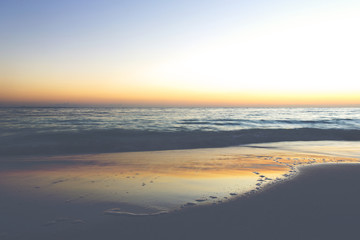 Fototapeta premium Amazing seascape from the Caribbean coast. Sunset colors with vintage effect applied.