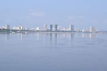 amur river. View of the Chinese city of Heihe from the Russian coast