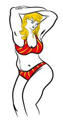 Plus size model.
Beautiful woman plus size model wearing bikini.
